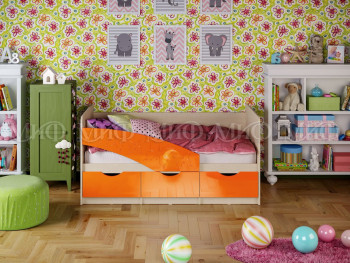 Кровать Бабочки 1,6м (Оранжевый металлик) в Юном Ленинце - yunyj-leninec.mebel54.com | фото