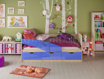 Кровать детская 1,6м Дельфин (Синий металлик) в Юном Ленинце - yunyj-leninec.mebel54.com | фото