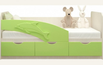 Кровать детская 1,8м Дельфин (Салатовый металлик) в Юном Ленинце - yunyj-leninec.mebel54.com | фото