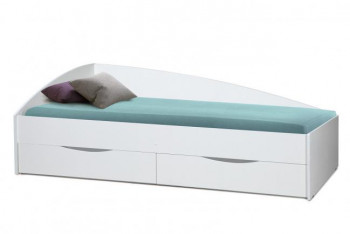 Кровать одинарная "Фея - 3" (асимметричная) (2000х900) New/(белый / белый / ДВПО белый) в Юном Ленинце - yunyj-leninec.mebel54.com | фото