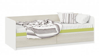 Кровать «Сканди» с 2 ящиками Дуб Гарден/Белый/Зеленый в Юном Ленинце - yunyj-leninec.mebel54.com | фото