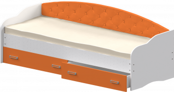 Кровать Софа-7 с мягкой спинкой (800х2000) Белый/Оранжевый в Юном Ленинце - yunyj-leninec.mebel54.com | фото