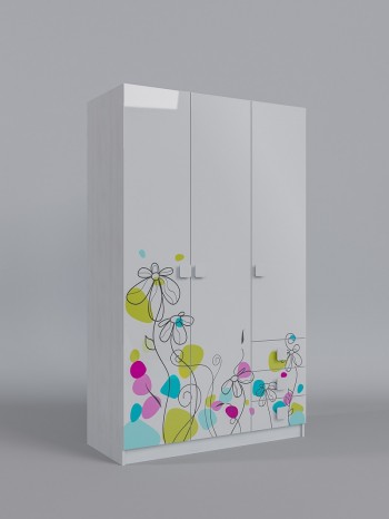 Шкаф 3-х створчатый с ящиками Флёр (Белый/корпус Выбеленное дерево) в Юном Ленинце - yunyj-leninec.mebel54.com | фото