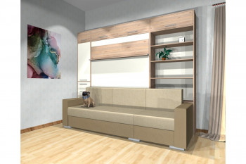 Шкаф-кровать с диваном Каролина в Юном Ленинце - yunyj-leninec.mebel54.com | фото