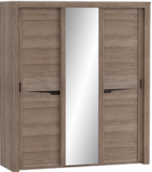 Шкаф трехдверный Соренто с раздвижными дверями Дуб стирлинг/Кофе структурный матовый в Юном Ленинце - yunyj-leninec.mebel54.com | фото